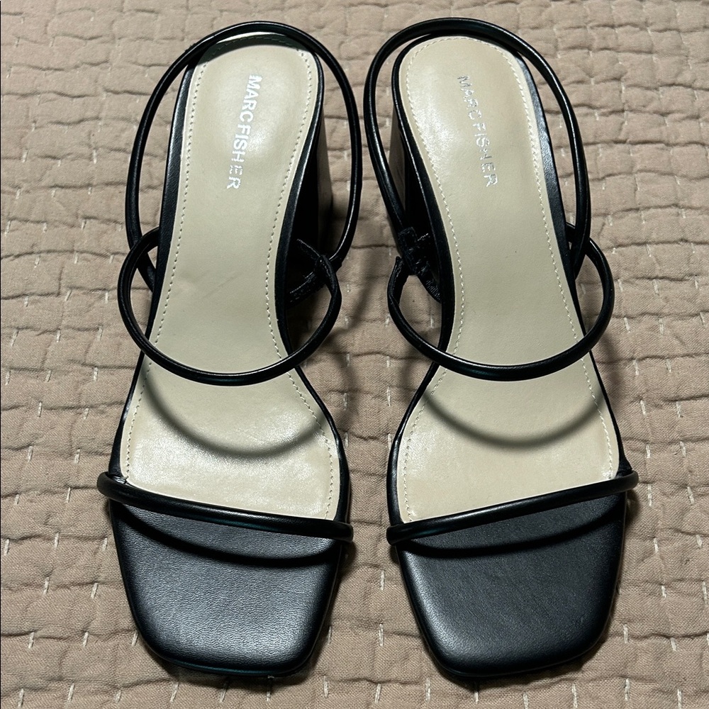 MARC FISHER Strappy Chunky Heel Pumps
